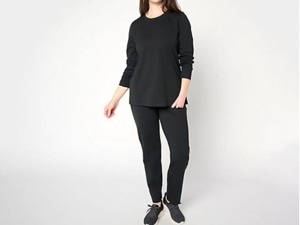 Denim & Co Petite XL Black Easywear French Terry Top & Pant Set A711201 NWOT